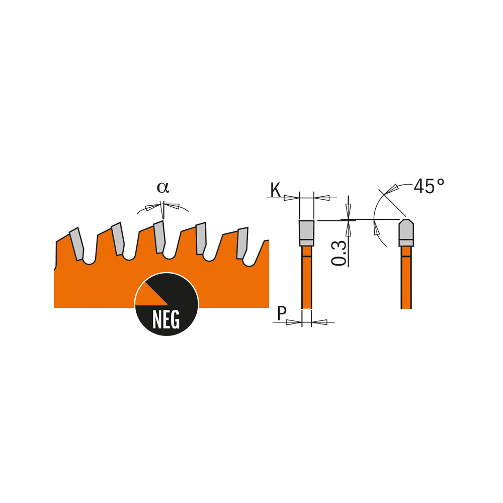 CMT 225.696.12 THICK NON-FERROUS METAL & MELAMINE 12”x1’’  T=96 TCG (-6° NEG)