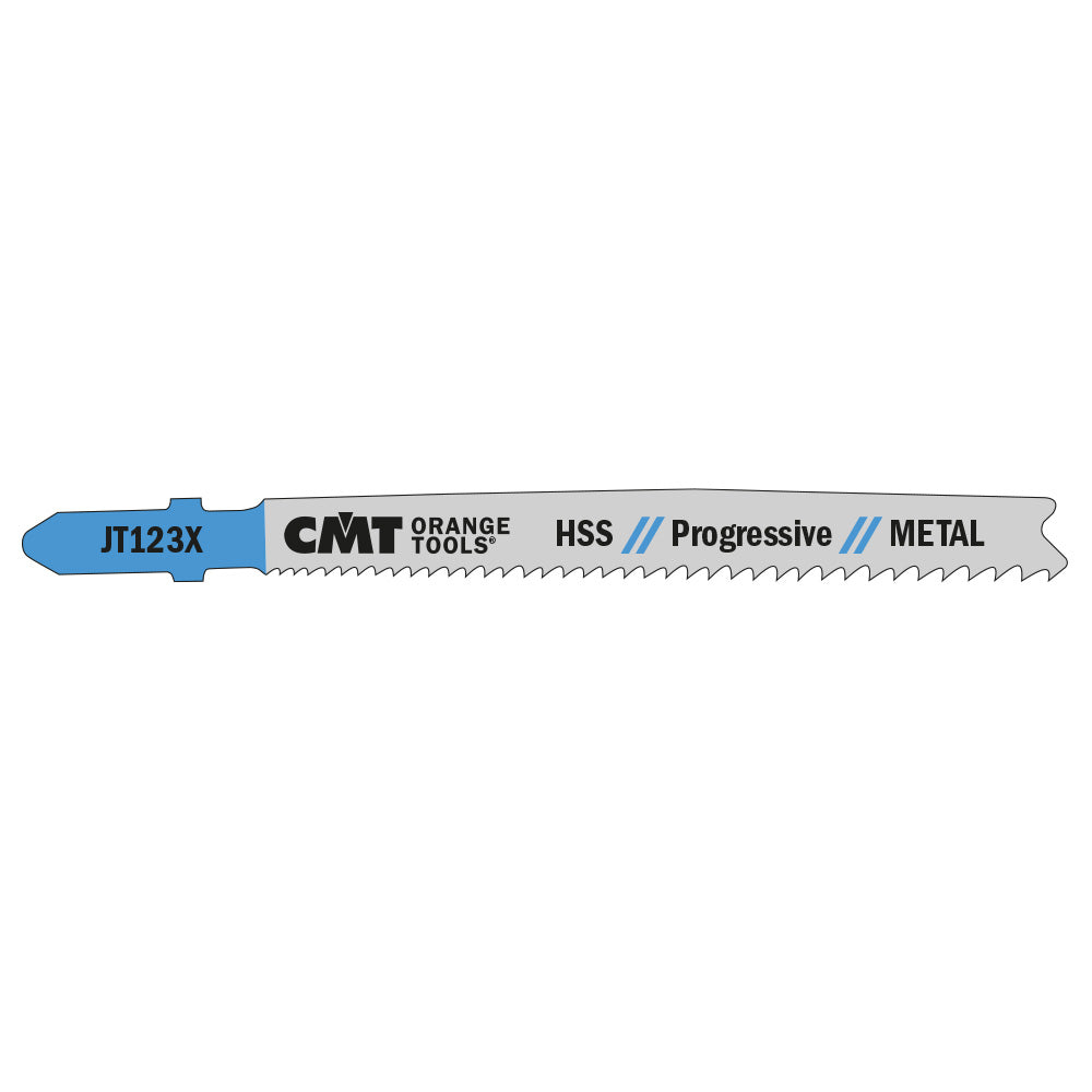 CMT JT123X-5 JIG SAW BLADES METAL/FINE STRAIGHT (HSS) 4”x 10-21TPI (5-PCS.)