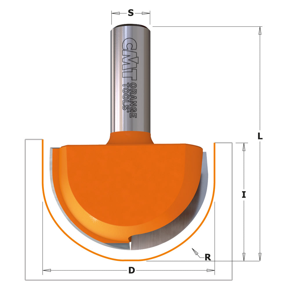 CMT 814.990.11 ROUND NOSE BIT D=2”  R=1”   S=1/2”