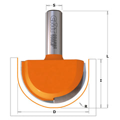 CMT 814.990.11 ROUND NOSE BIT D=2”  R=1”   S=1/2”