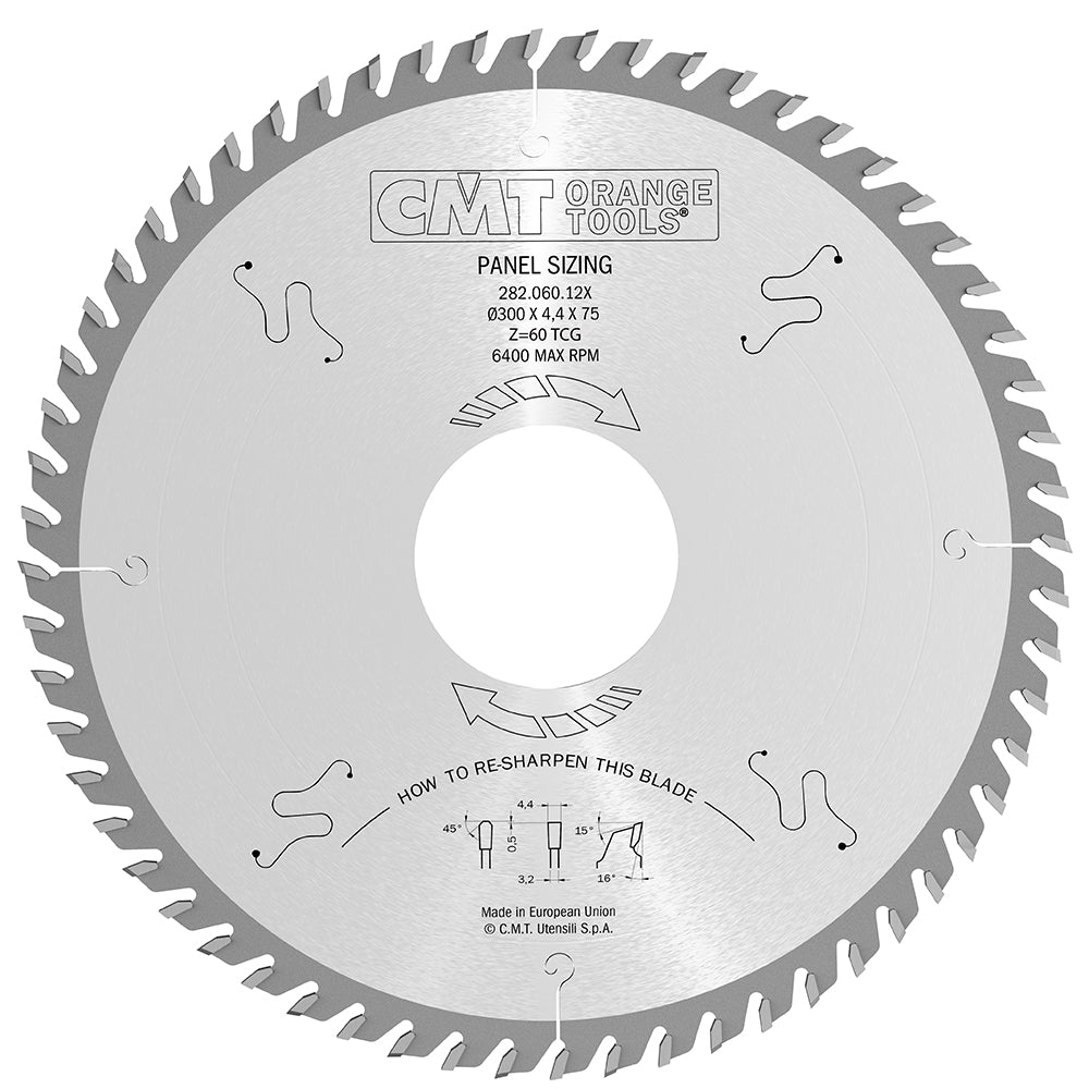 CMT 282.060.12X INDUSTRIAL PANEL SIZING 300x4.4/3.2x75mm   T=60 TCG