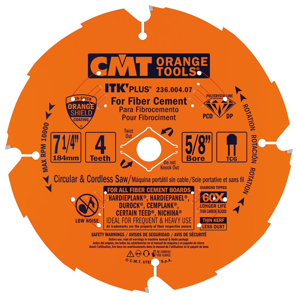 CMT 236.004.07-X10 DIAMOND FOR FIBER CEMENT 7-1/4’’x5/8”<>  (10-PCS. BULK MASTERPACK)