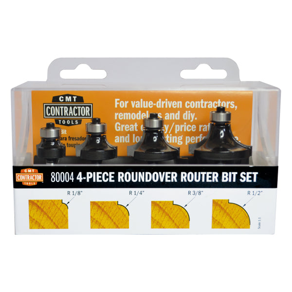 CMT 80004 CMT CONTRACTOR® ROUNDOVER SET  S=1/4” R=1/8”-1/4”-3/8”-1/2” (4-PCS.)