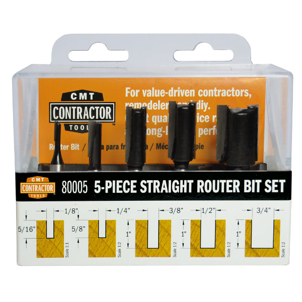 CMT 80005 CMT CONTRACTOR® Z2 S=1/4” D=1/8”-1/4”-3/8”-1/2”-3/4”  (5-PCS.)