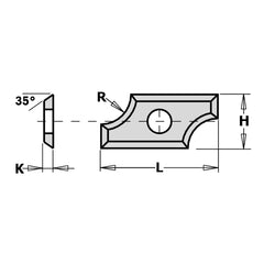 CMT 790.050.00 SOLID CARBIDE KNIVES R5 19.5x9x1.5mm HW-K1920