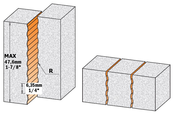 CMT 881.531.11 SOLID SURFACE - WAVY JOINT BIT D=5/8”x2-1/32”  R=11/64”  S=1/2”