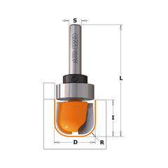 CMT 851.501.11B BOWL & TRAY BIT WITH BEARING D=3/4”x5/8”  R=1/4”   S=1/2”