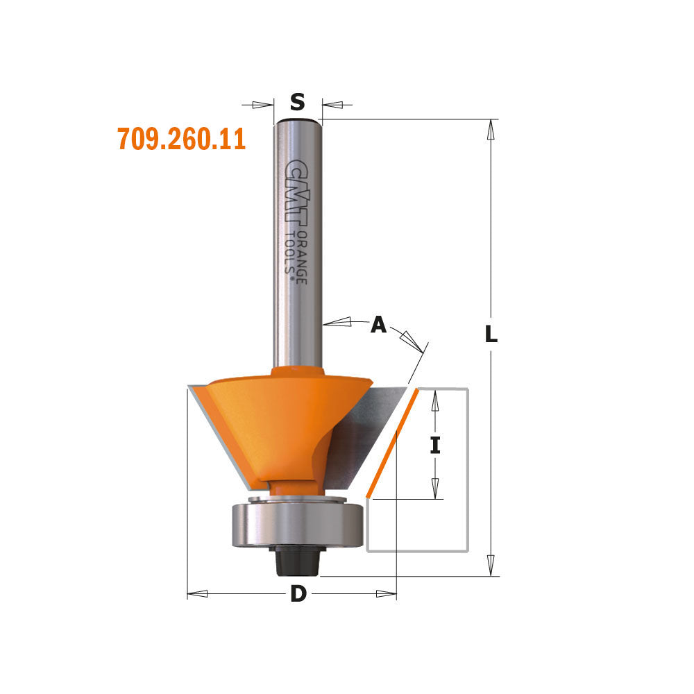 CMT 809.023.11 COMBINATION TRIMMER BIT D=11/16”x3/8”  A=22°  S=1/4”