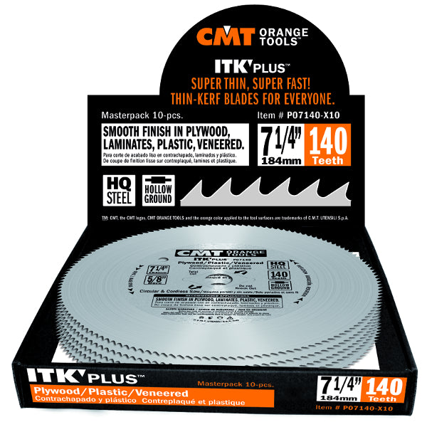 CMT P07140-X10 ITK-PLUS® FINISH FOR PLYWOOD 7-1/4”x5/8”<>  (10-PC. BULK MASTERPACK)