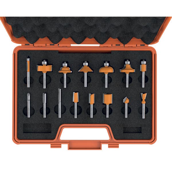 CMT 800.001.00 15-PIECE ROUTER BIT SET  S=1/4”