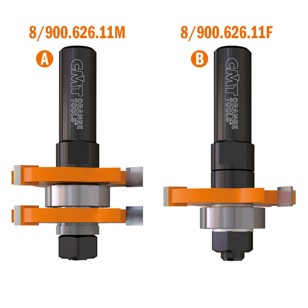 CMT 800.626.11 TONGUE AND GROOVE SET  D=1-7/8”x3/4”  H=1/2”  S=1/2”  (A+B)