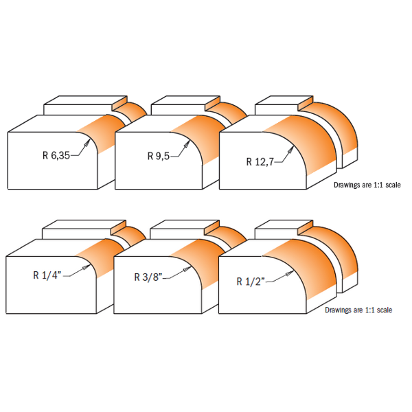 CMT 838.501.11 ROUNDOVER SET R=1/4” - 3/8” - 1/2”   S=1/2”   (3-PCS.)