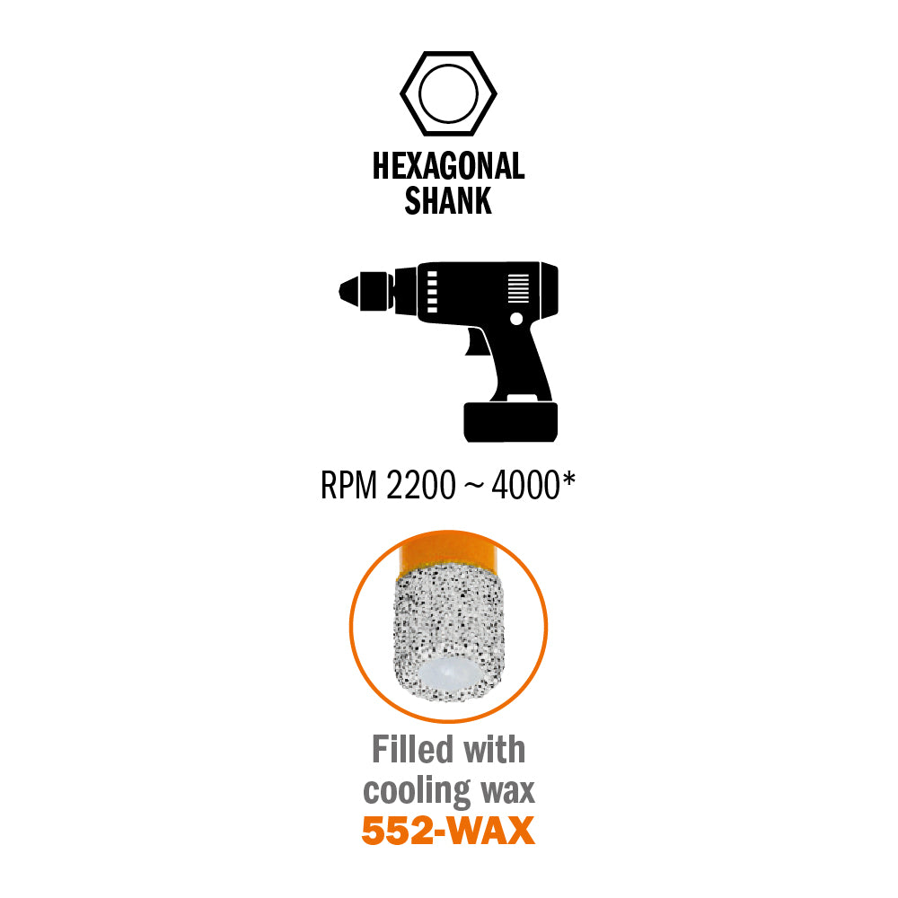 CMT 552-014 DIAMOND DRY HOLE SAW Ø9/16” (14mm)  S=HEX