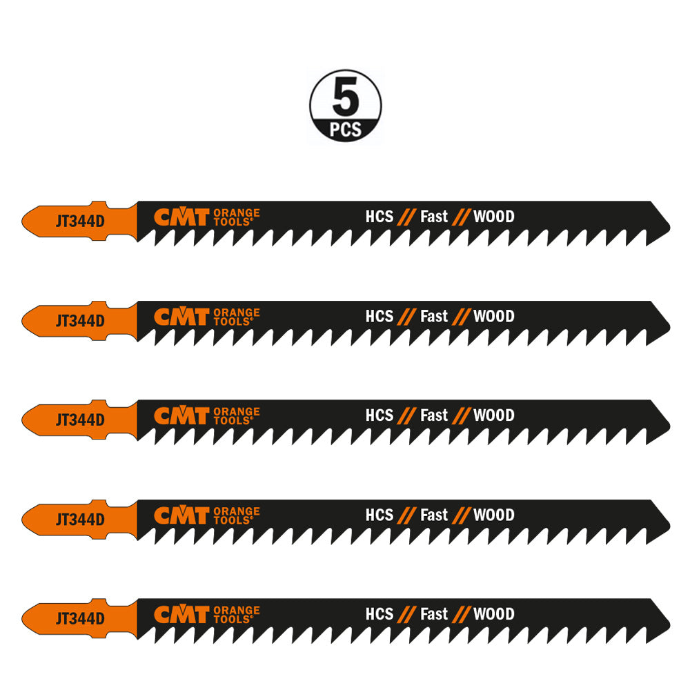 CMT JT344D-5 JIG SAW BLADES WOOD/COARSE STRAIGHT (HCS) 5-1/2”x 6TPI (5-PCS.)