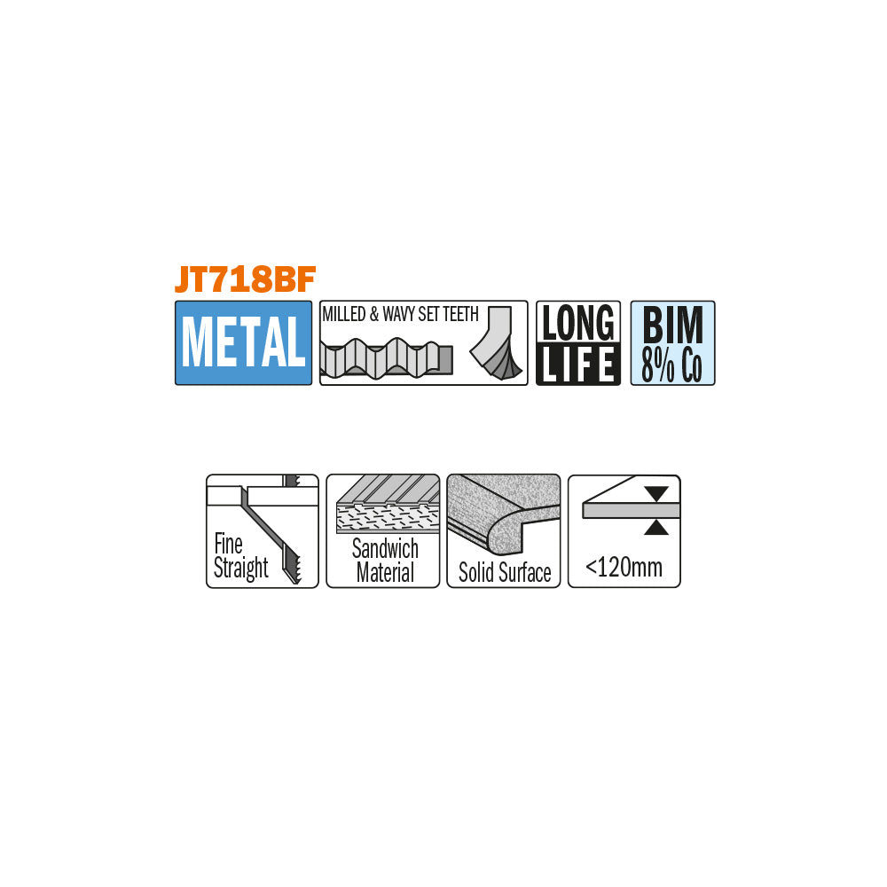 CMT JT718BF-3 JIG SAW BLADES METAL/SANDWICH PANEL (BIM) 7-1/4”x 14TPI (3-PCS.)