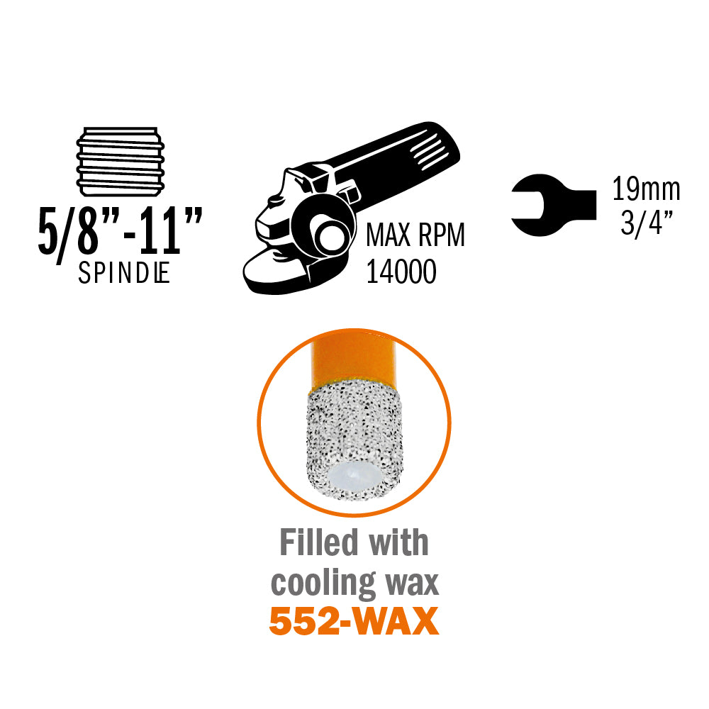 CMT 552-706 DIAMOND DRY HOLE SAW D=1/4”x1-3/8”x2-3/8’’  S=5/8”-11