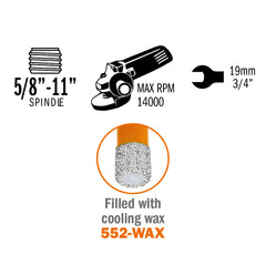 CMT 552-712 DIAMOND DRY HOLE SAW D=1/2”x1-3/8”x2-3/8’’  S=5/8”-11