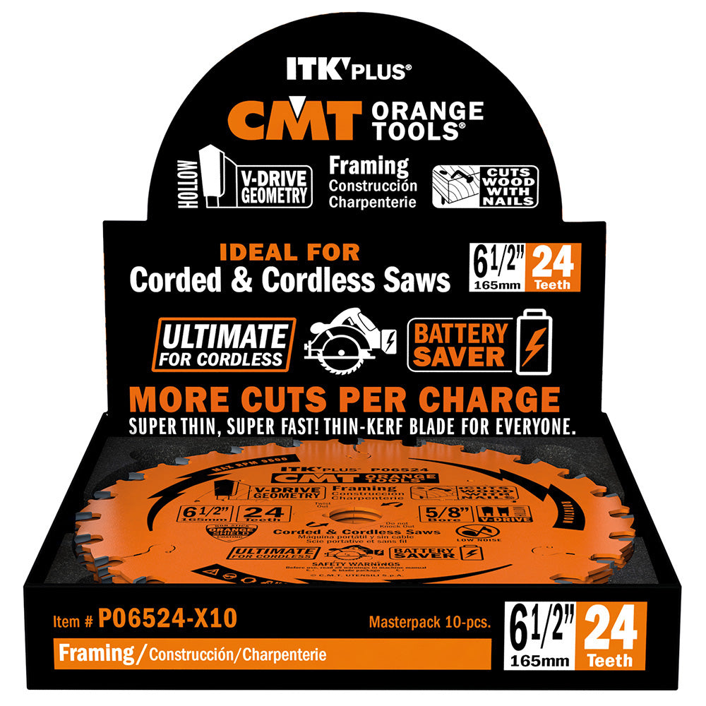 CMT P06540-X10 ITK-PLUS® ULTIMATE FINISH V-DRIVE 6-1/2”x5/8”<> (10-PC. BULK MASTERPACK)