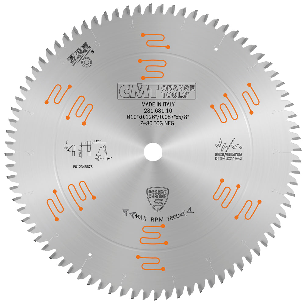 CMT 281.681.10 DOUBLE-SIDED - LAMINATE & MELAMINE 10”x5/8”  T=80 TCG (-3° NEG)