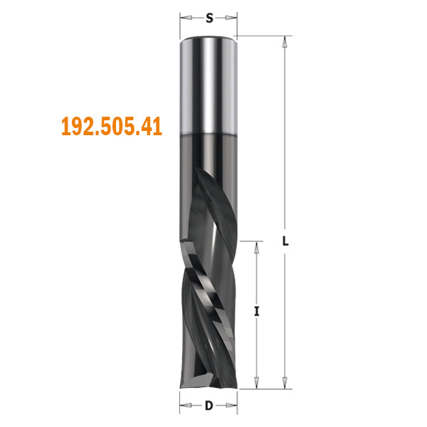 CMT 192.505.41 SOLID CARBIDE DOWN-CUT SPIRAL BITS D=1/2”x1-1/4”x3” RH (DLCS)
