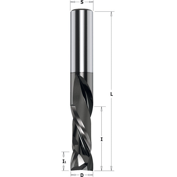 CMT 190.506.41 SOLID CARBIDE UP&DOWNCUT BIT 1/2”x1-1/8”x3” S=1/2”  RH DLCS