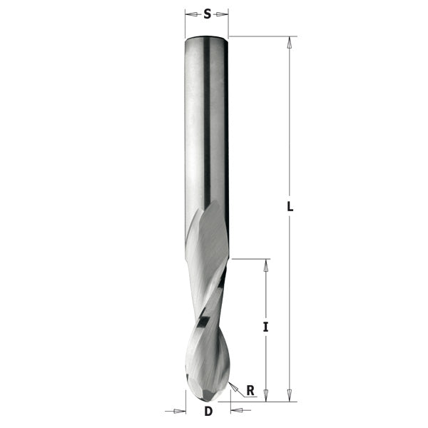 CMT 199.504.11 SOLID CARBIDE UPCUT BALL NOSE SPIRAL BIT 3/8”