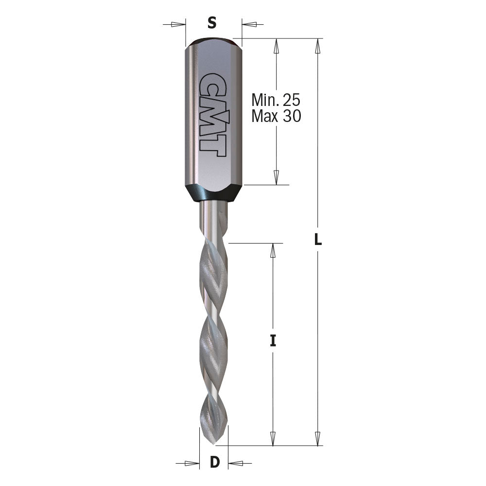 CMT 314.040.21 DOWEL DRILL FOR THROUGH HOLE 5/32”x40x70mm  RH