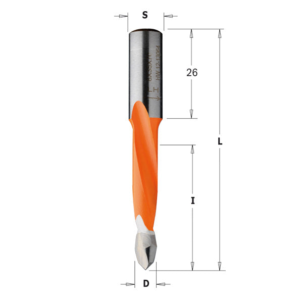 CMT 314.050.41 DOWEL DRILL FOR THROUGH HOLE 5x30x70mm  RH