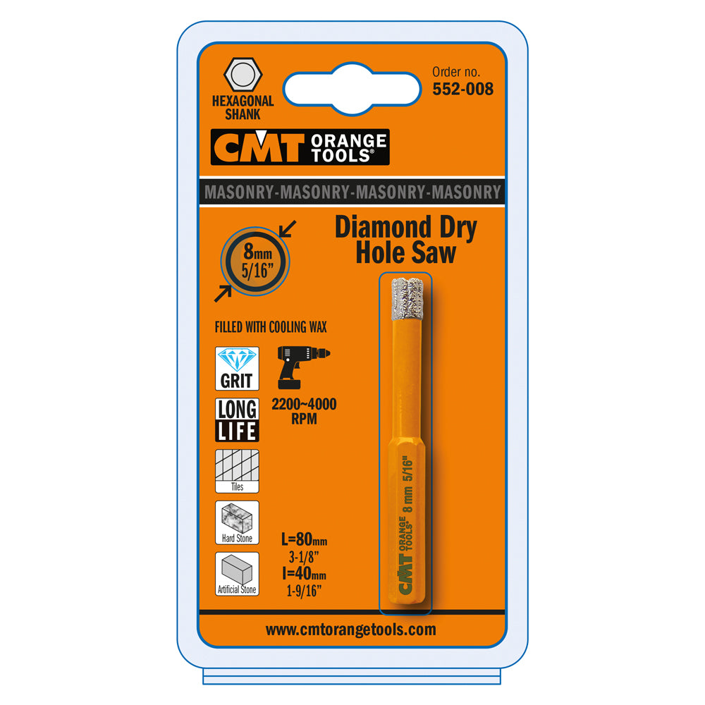 CMT 552-006 DIAMOND DRY HOLE SAW Ø1/4” (6.35mm)  S=HEX