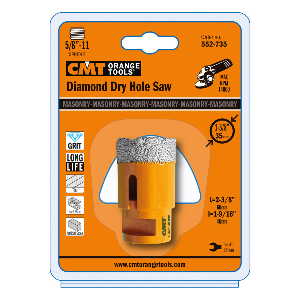 CMT 552-732 DIAMOND DRY HOLE SAW D=1-1/4”x1-9/16”x2-3/8’’  S=5/8”-11