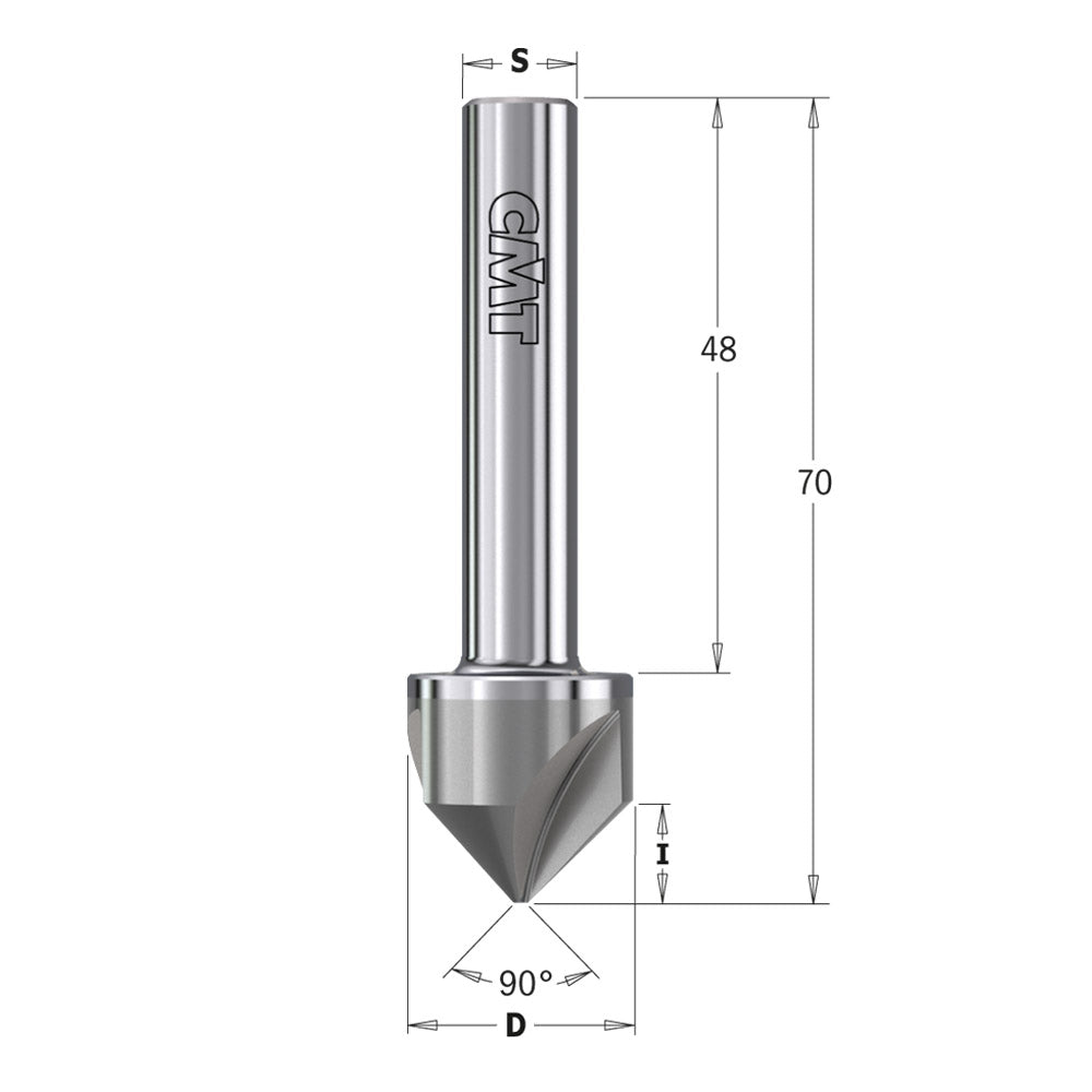 CMT 521.002.11 90°  SOLID CARBIDE COUNTERSINK WITH PARALLEL SHANK 19.5x9x70mm  RH