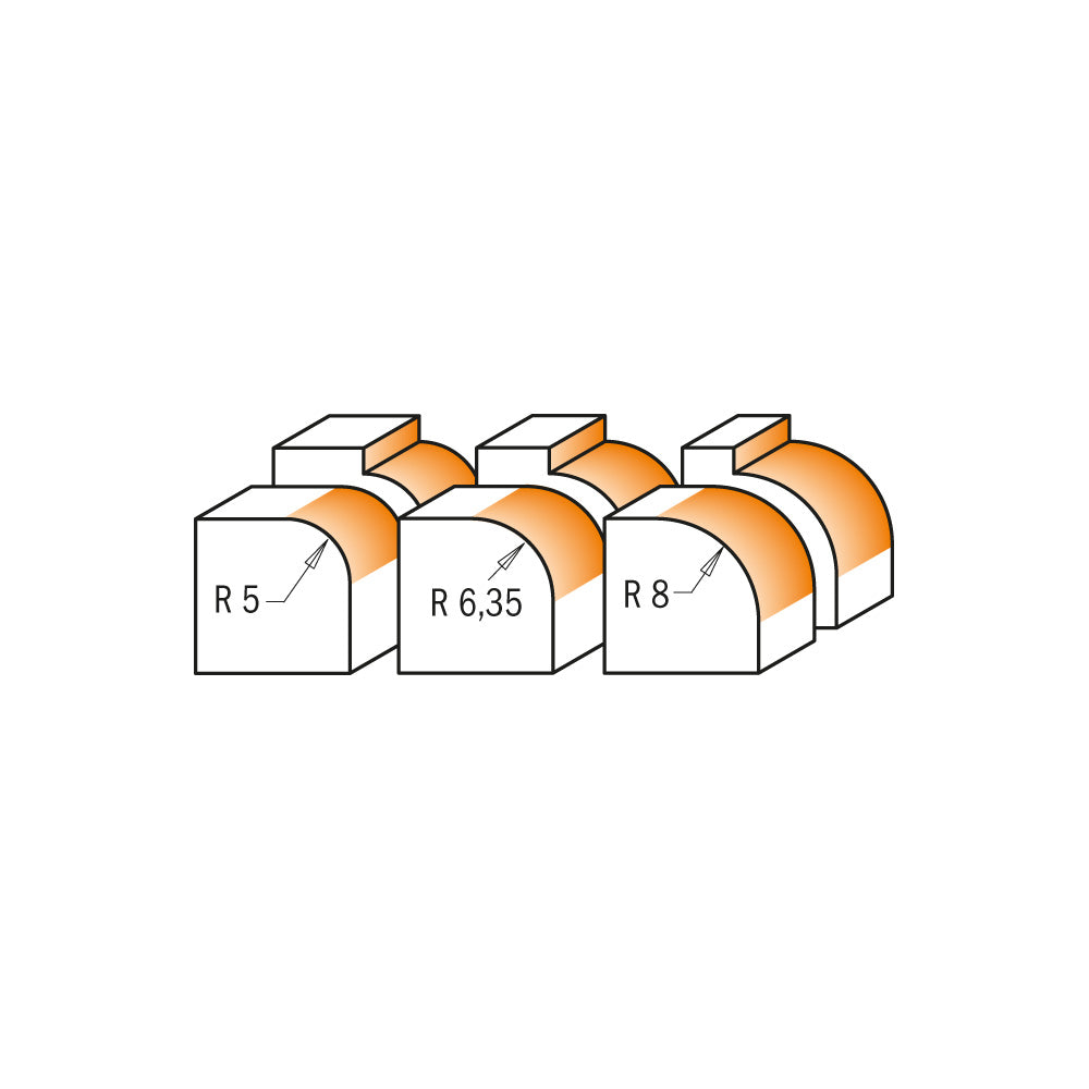 CMT 661.064.11 ROUNDOVER BIT W.KNIVES HM Z2 S=6.35 R=6.35