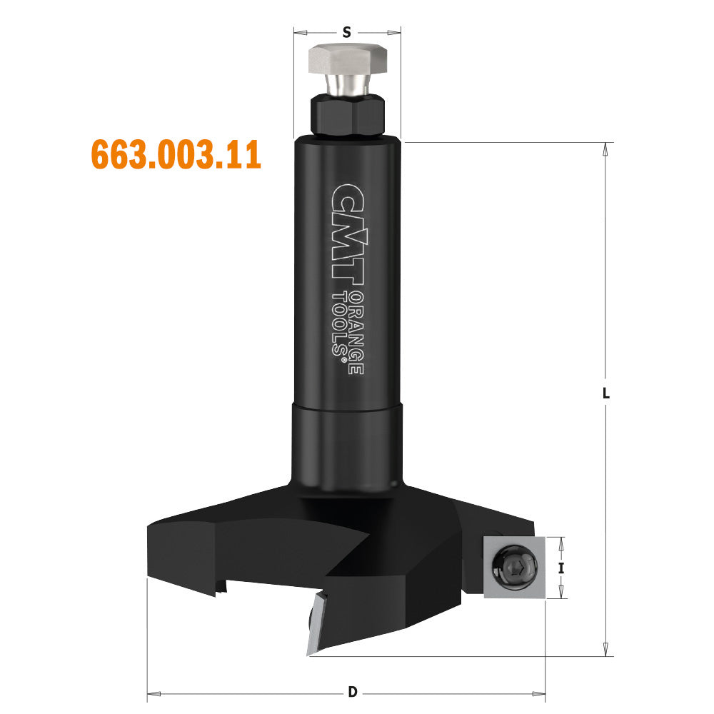 CMT 663.005.11 SPOILBOARD SURFACING ROUTER CUTTERS WITH INSERT KNIVES D=1-1/2’’