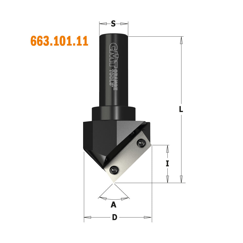 CMT 663.103.11 V-GROOVE & FOLDING CNC BIT D=1-3/8” (45°)  S=20mm