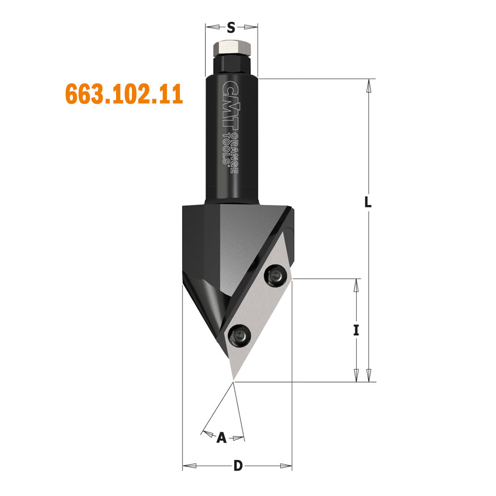 CMT 663.103.11 V-GROOVE & FOLDING CNC BIT D=1-3/8” (45°)  S=20mm