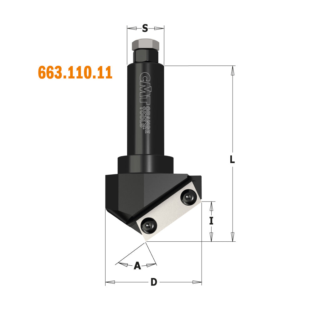 CMT 663.103.11 V-GROOVE & FOLDING CNC BIT D=1-3/8” (45°)  S=20mm