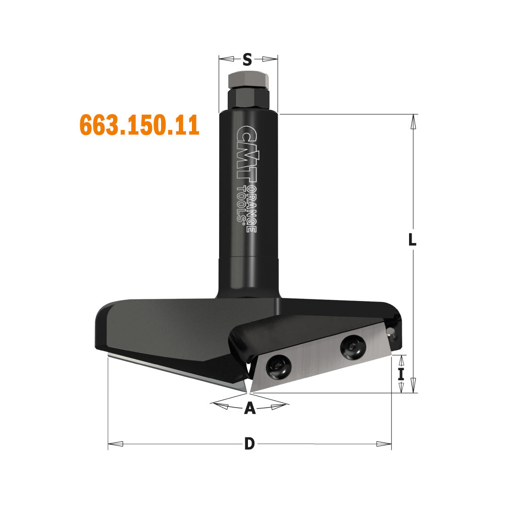 CMT 663.103.11 V-GROOVE & FOLDING CNC BIT D=1-3/8” (45°)  S=20mm