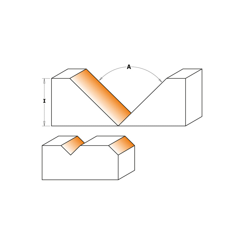 CMT 663.103.11 V-GROOVE & FOLDING CNC BIT D=1-3/8” (45°)  S=20mm