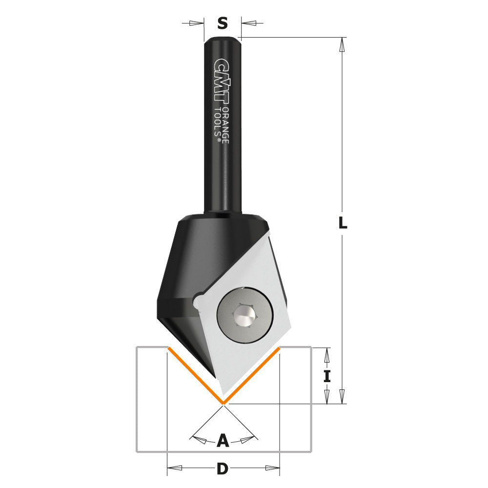 CMT 665.201.11 V-GROOVING & SIGNMAKING ROUTER BITS D=29/32”x7/16” (90°)  S=1/4”