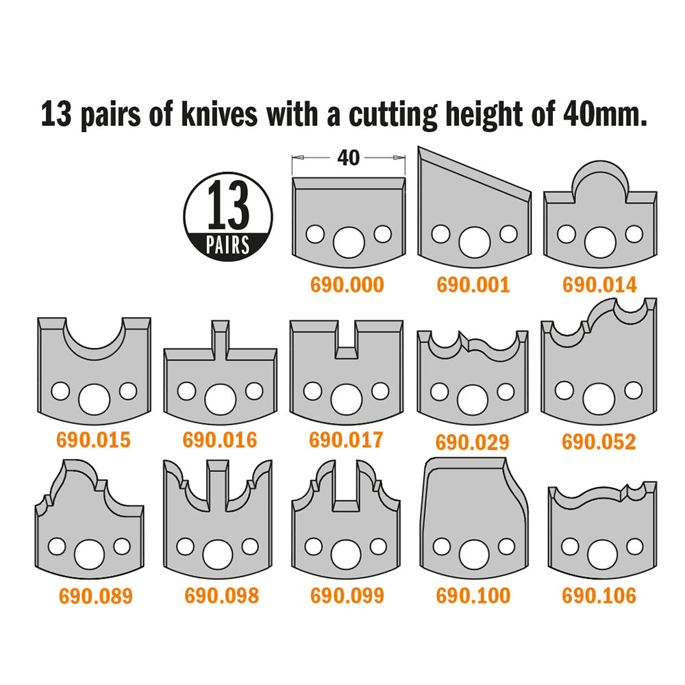 CMT 692.013.11 13-PIECE MULTIPROFILE CUTTER HEAD WITHOUT LIMITERS D=4”  B=1-1/4”