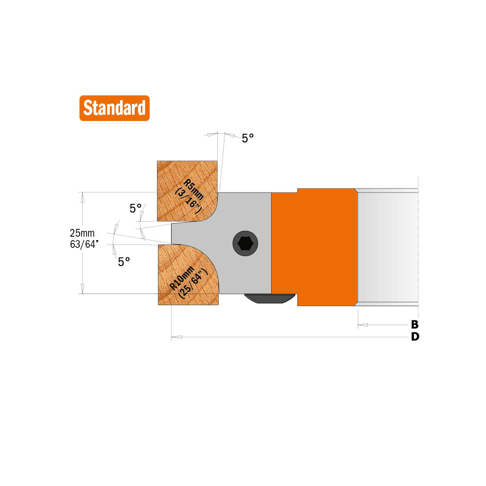 CMT 694.003.31 MULTIRADIUS ROUNDOVER CUTTER HEADS D=4-29/64’’  B=1-1/4”