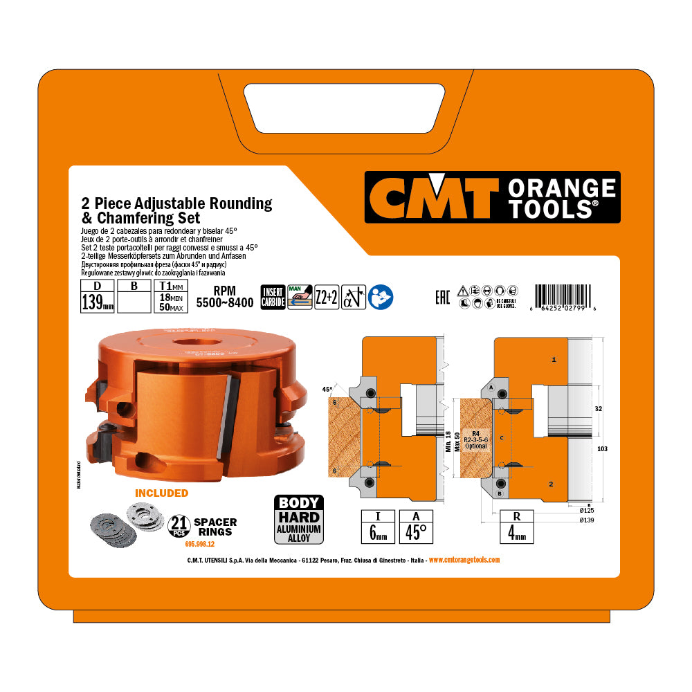 CMT 694.005.31 2-PIECE ADJUSTABLE ROUNDING & CHAMFERING SETS D=5-15/32’’  B=1-1/4”