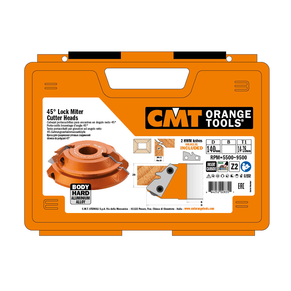 CMT 694.011.31 45° LOCK MITER CUTTER HEADS D=5-1/2’’  B=1-1/4”